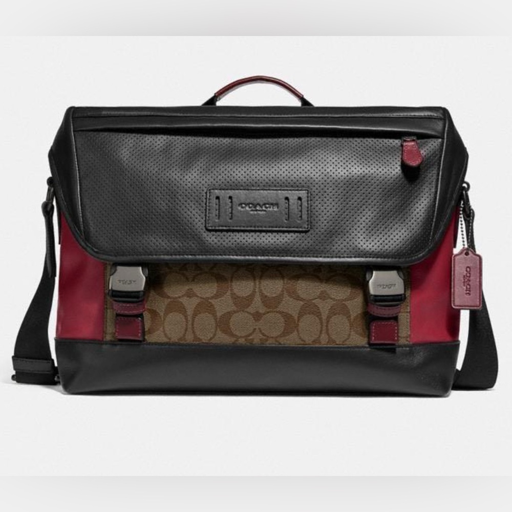 COACH Ranger Messenger Gender Neutral ColorBlock Leather & Signature C Canvas - Picture 14 of 14